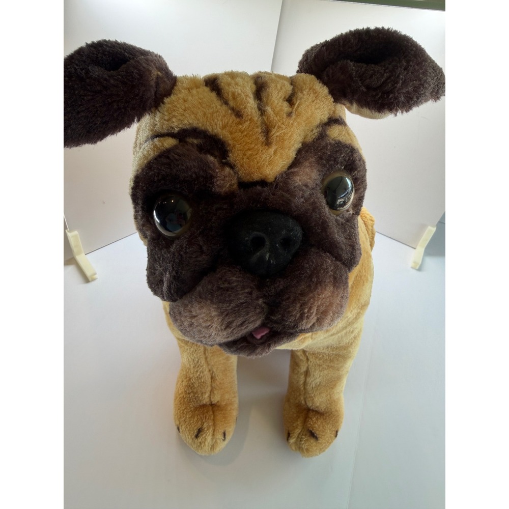 Large Melissa &‎ Doug Pug Plush Stuffed Animal Dog Tan Brown Wrinkled